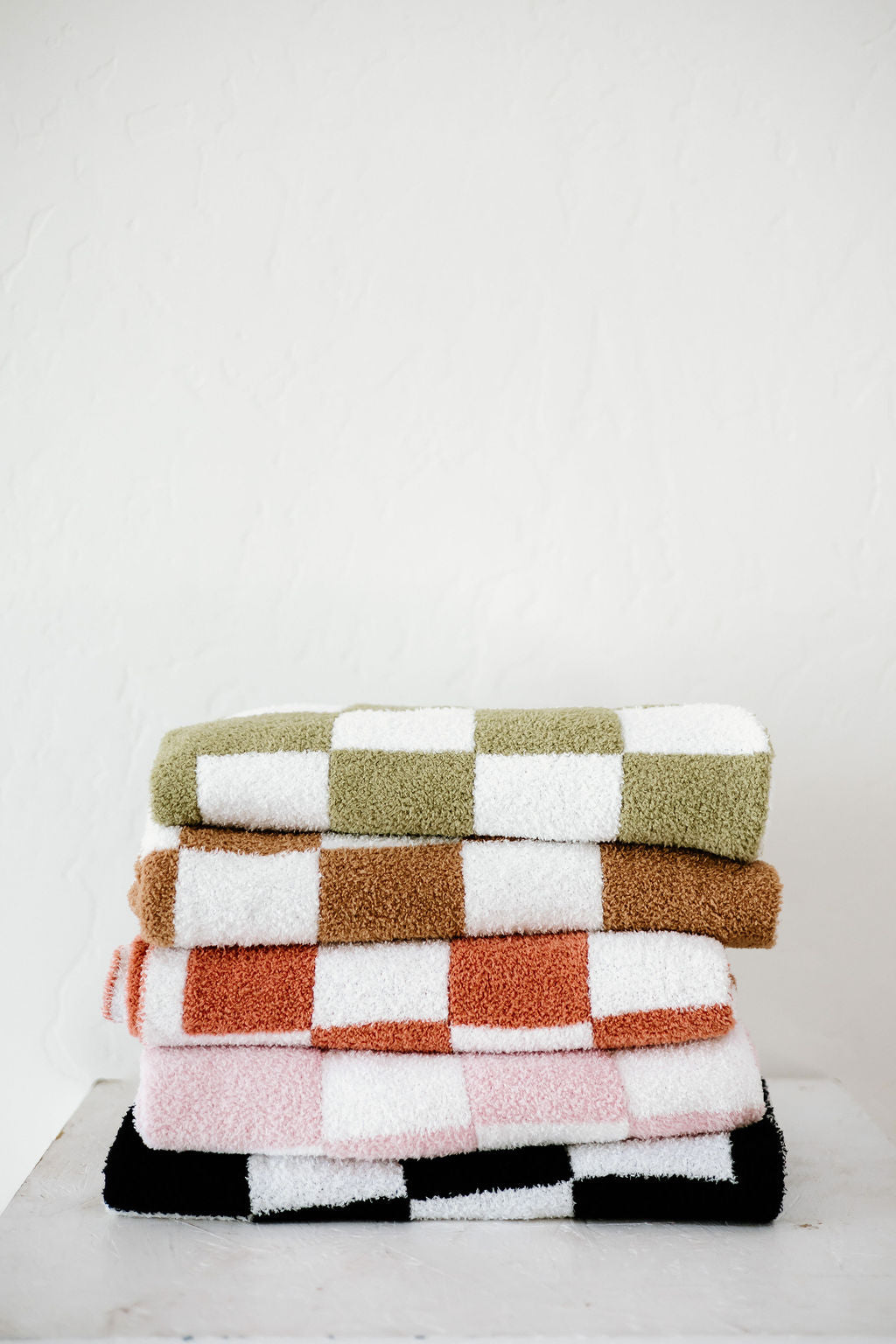 Checkered Plush Blanket | Almond