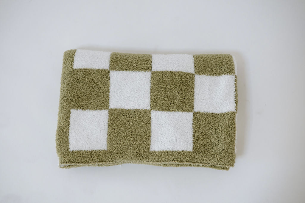 Checkered Plush Blanket | Green