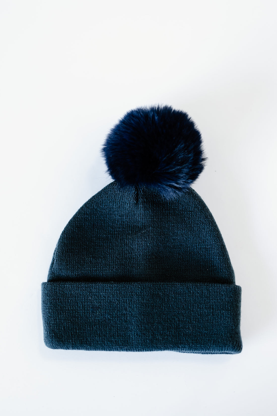 Navy Blue Single Pom Pom Beanie