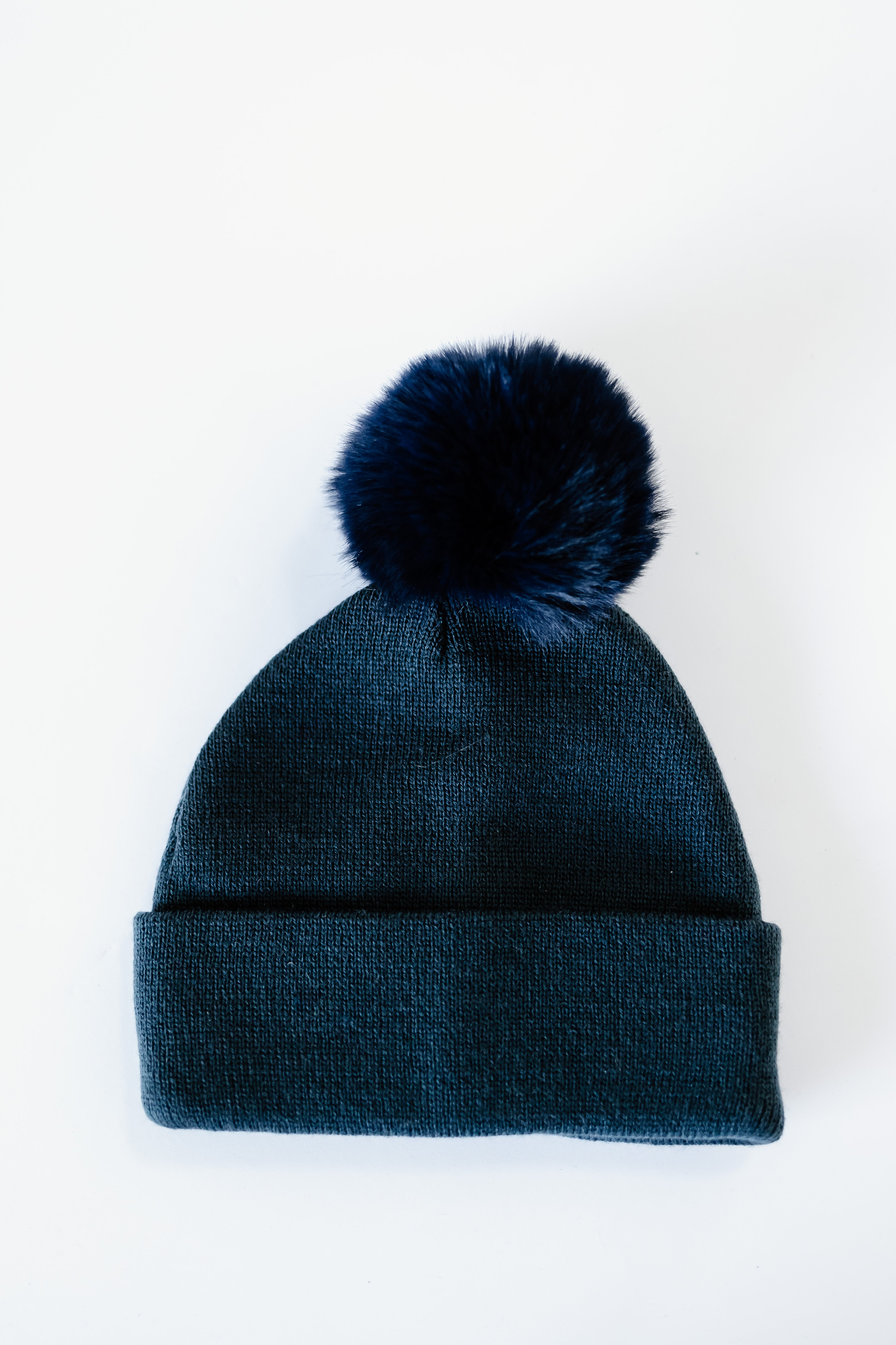 Navy Blue Single Pom Pom Beanie