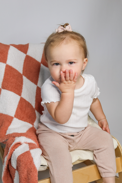 Checkered Plush Blanket | Salmon